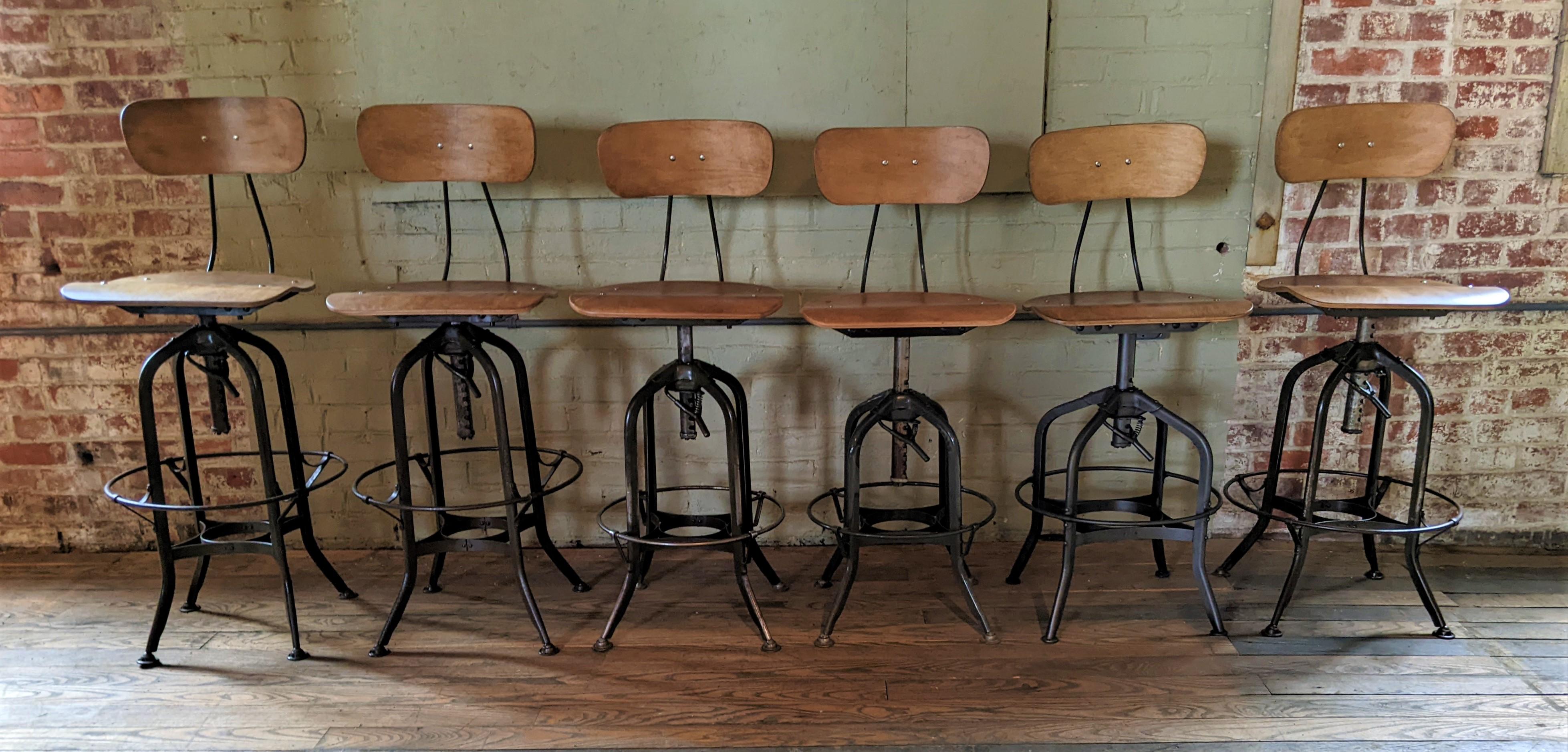 Vintage UHL Toledo Stools

4 remaining; the third & fifth stools from the left are sold. Priced at $750.00 each plus shipping. Please inquire regarding availability and dimensions prior to purchasing.