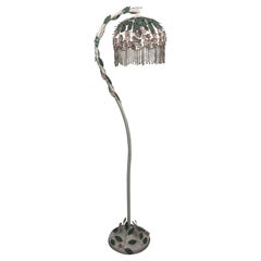 Retro Toleware Floor Flower Lamp Midcentury 1960s