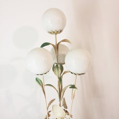 Vintage Toleware Four Globe Flower Floor Lamp Retro Midcentury Boho