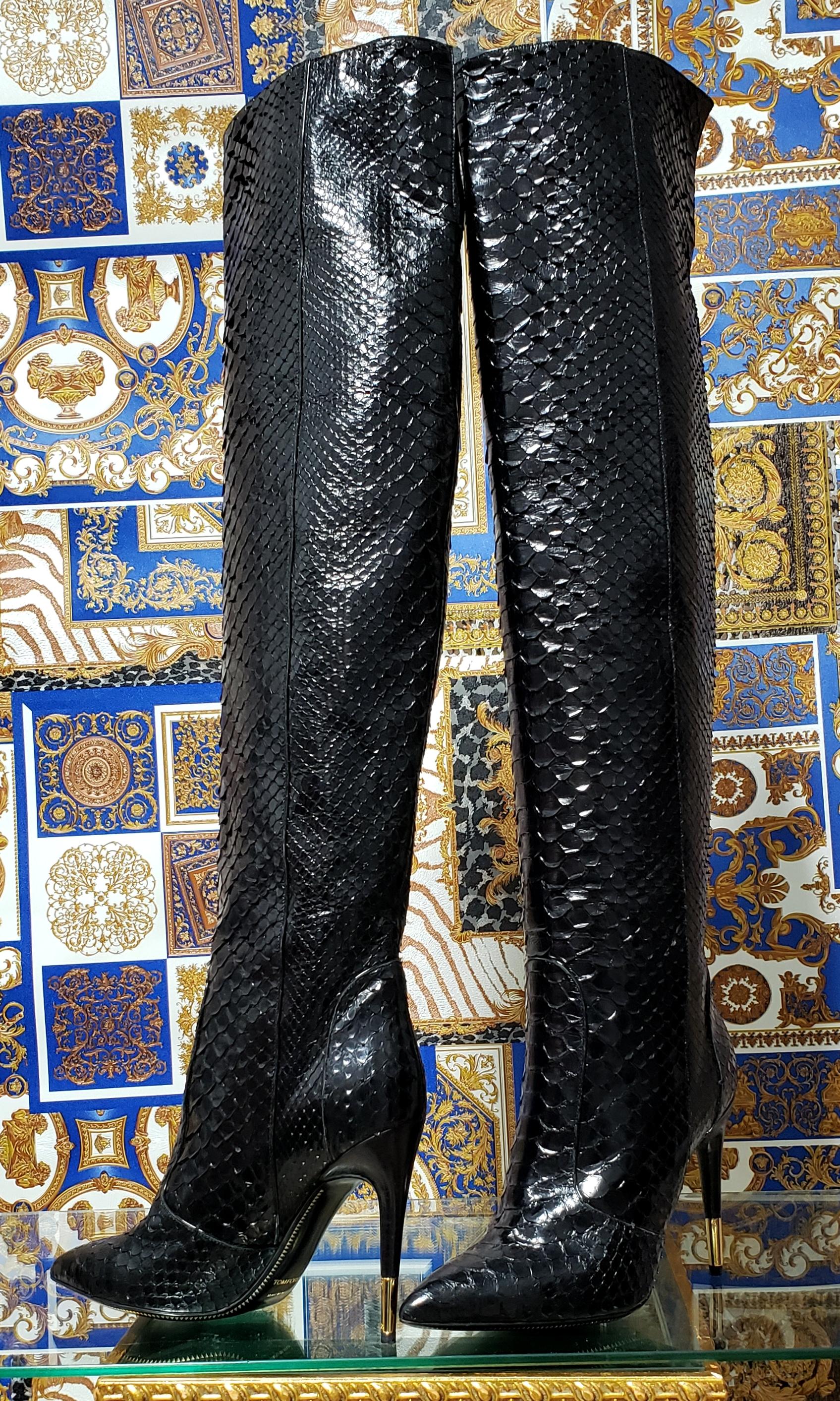 Black VINTAGE TOM FORD BPITON OVER THE KNEE Boots 38 - 8 For Sale