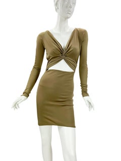 Vintage Tom Ford for Gucci Cut Out Jersey Olive Green Mini Dress size M