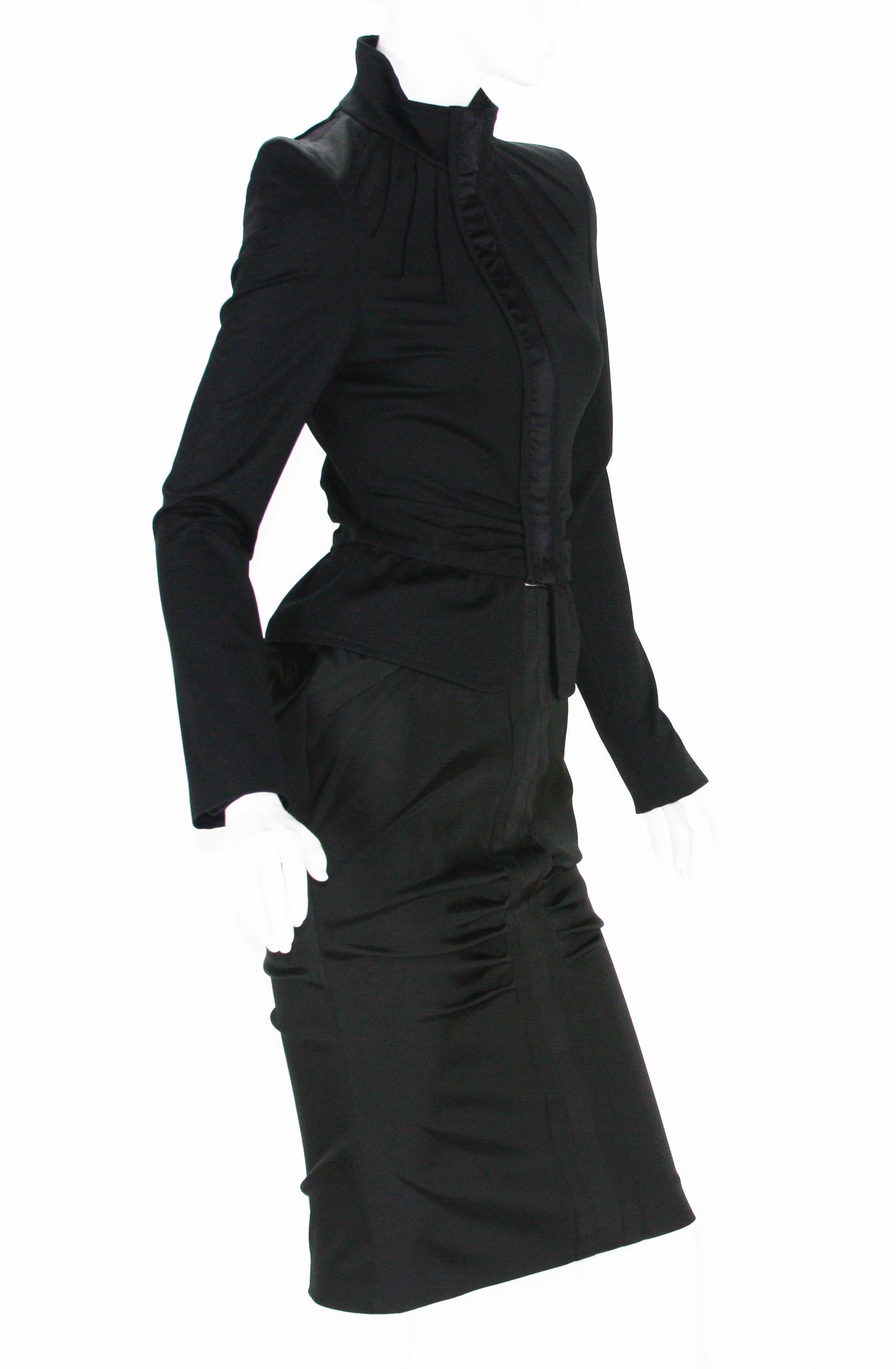 Vintage Tom Ford for Gucci F/W 2004 Black Dress Skirt Suit Italian 42 US 6 For Sale 1