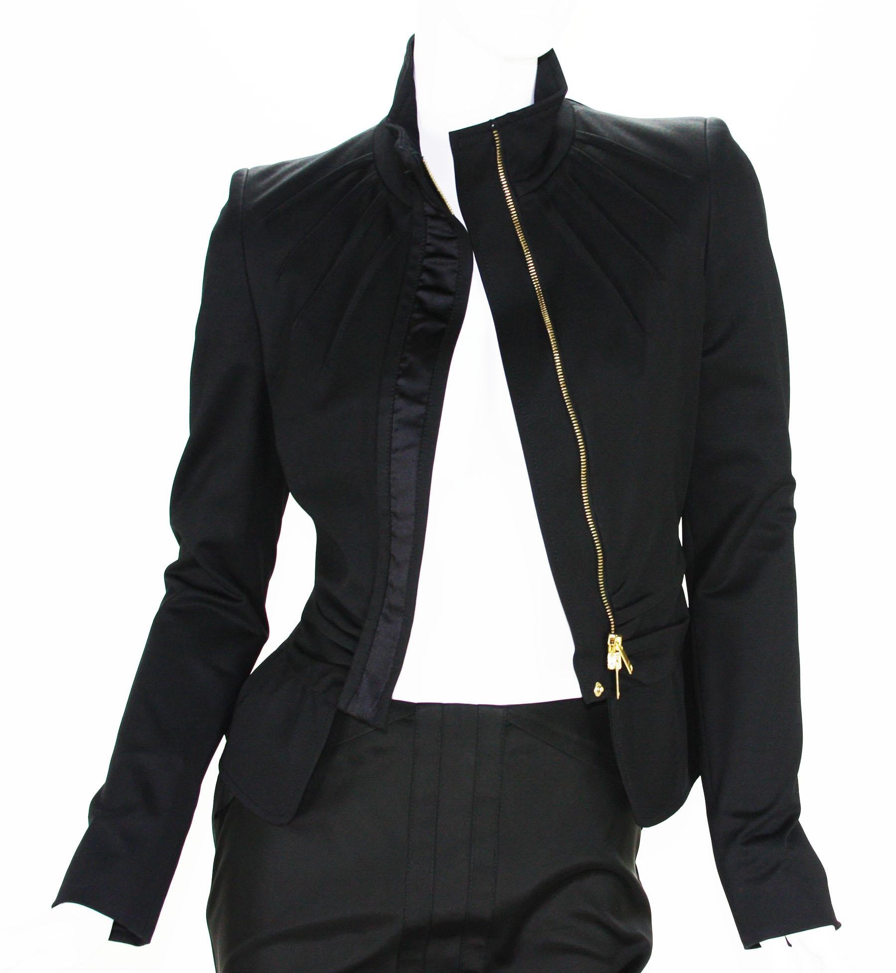 Vintage Tom Ford for Gucci F/W 2004 Black Dress Skirt Suit Italian 42 US 6 For Sale 3