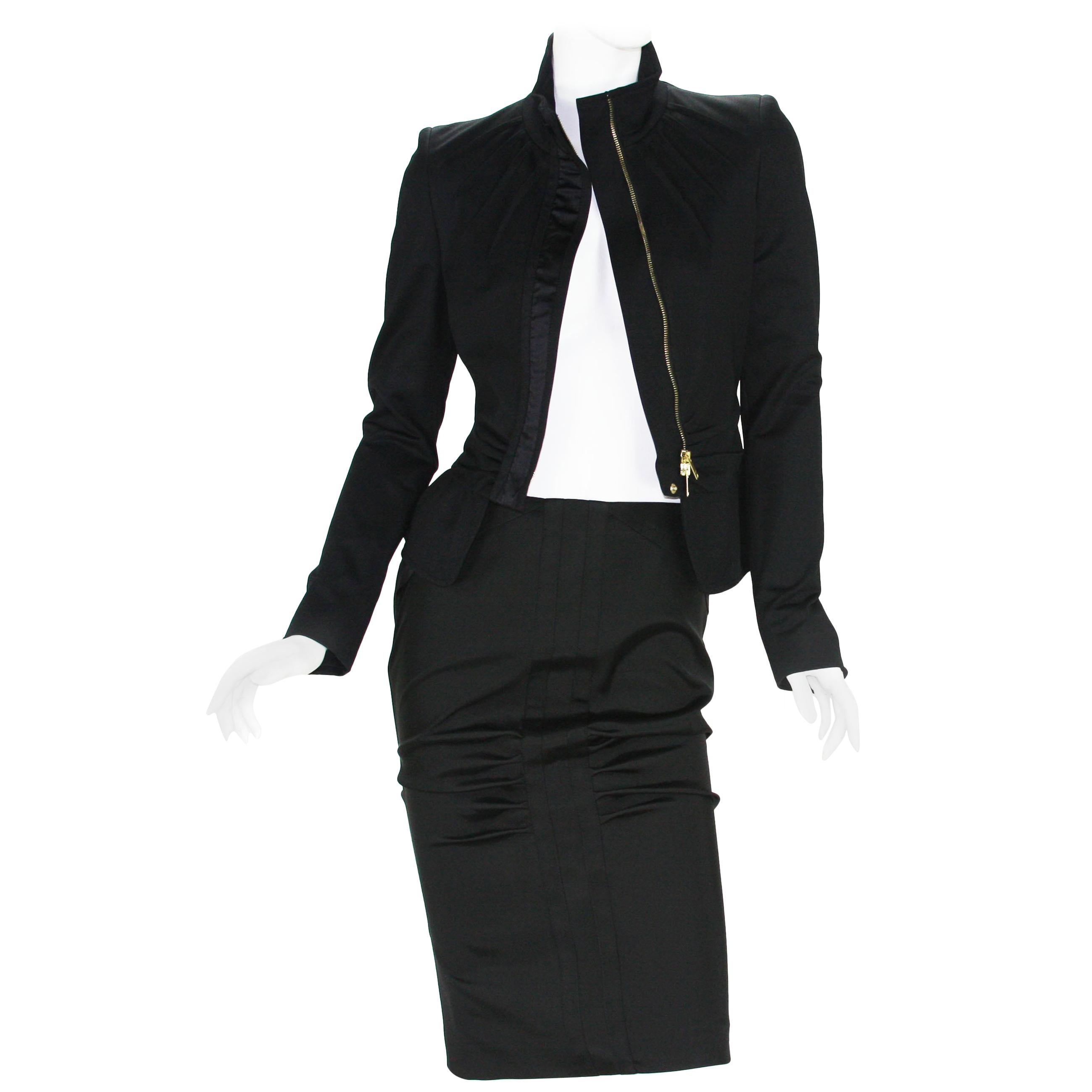 Vintage Tom Ford for Gucci F/W 2004 Schwarzes Kleid Rock Anzug Italienisch 42 US 6