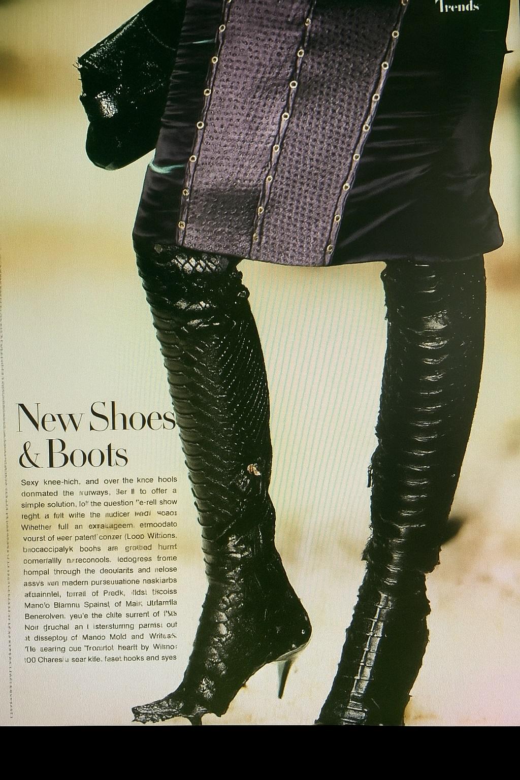 Vintage Tom Ford for Gucci FW 2003 Python Over the Knee Stretch Boots It 38 US 8 In Excellent Condition For Sale In Montgomery, TX