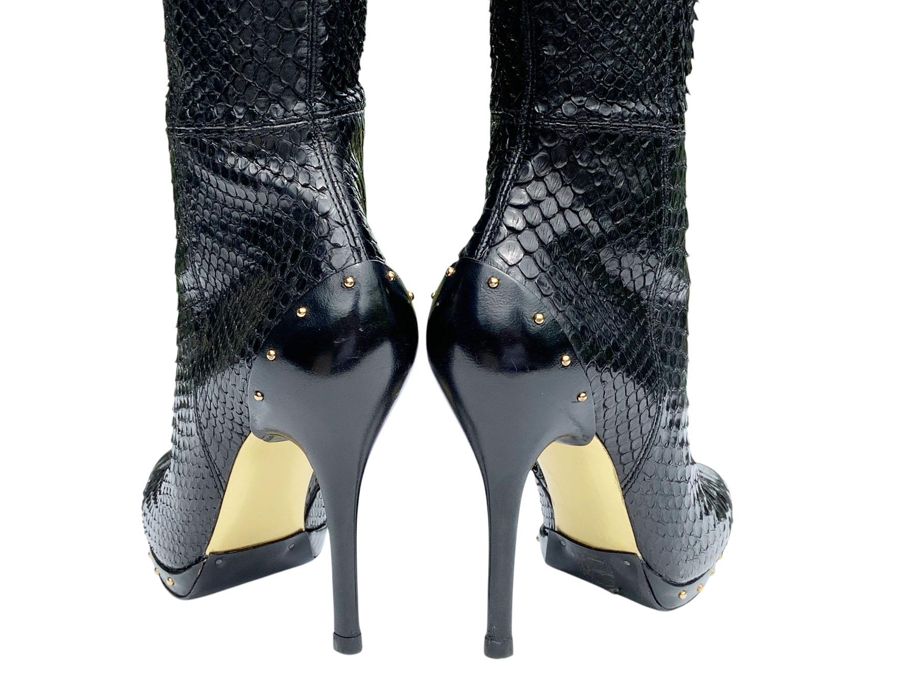 Vintage Tom Ford for Gucci FW 2003 Python Over the Knee Stretch Boots It 38 US 8 For Sale 4