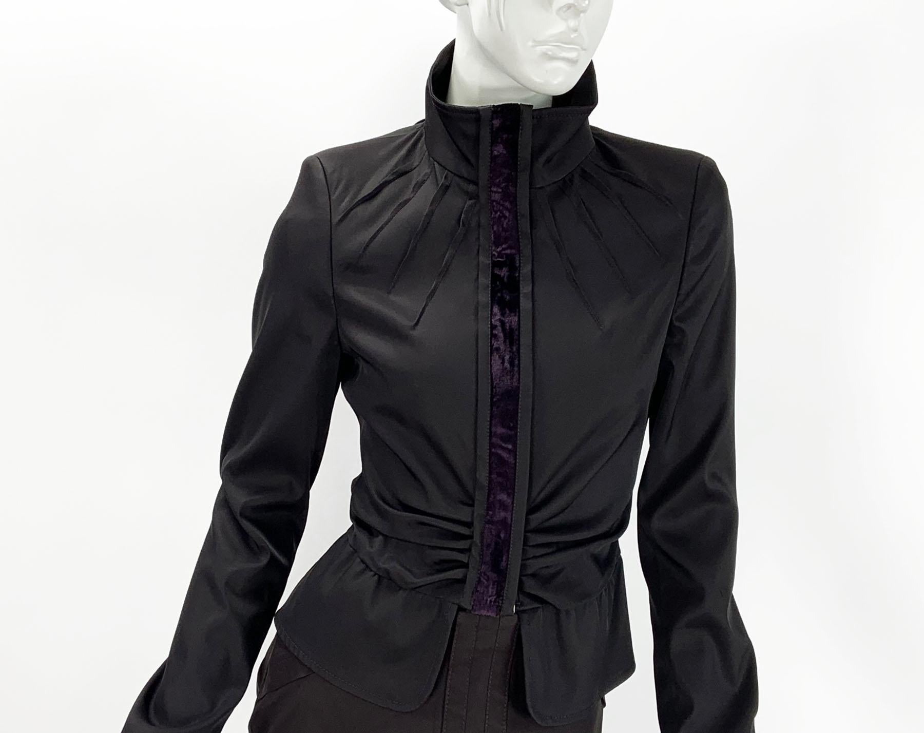 Vintage Tom Ford for GUCCI Runway FW 2004 Aubergine  Dress Skirt Suit It 38 US 2 For Sale 1