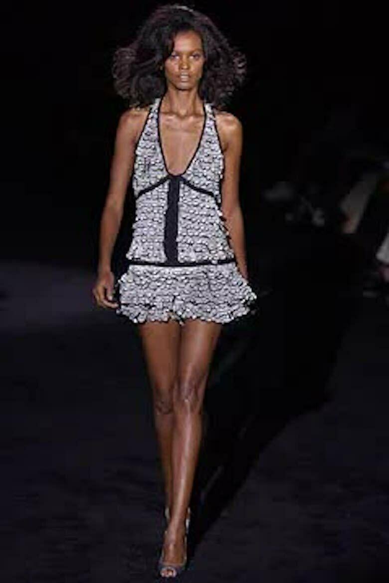 Vintage Tom Ford for Gucci S/S 2003 Feder Mini Halter Kleid Italienisch 38 Damen im Angebot