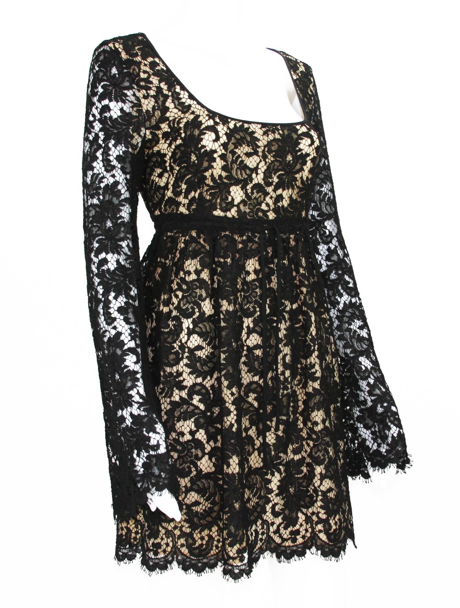 Black Vintage Tom Ford for Gucci S/S 1996 Baby Doll Lace Mini Dress  For Sale