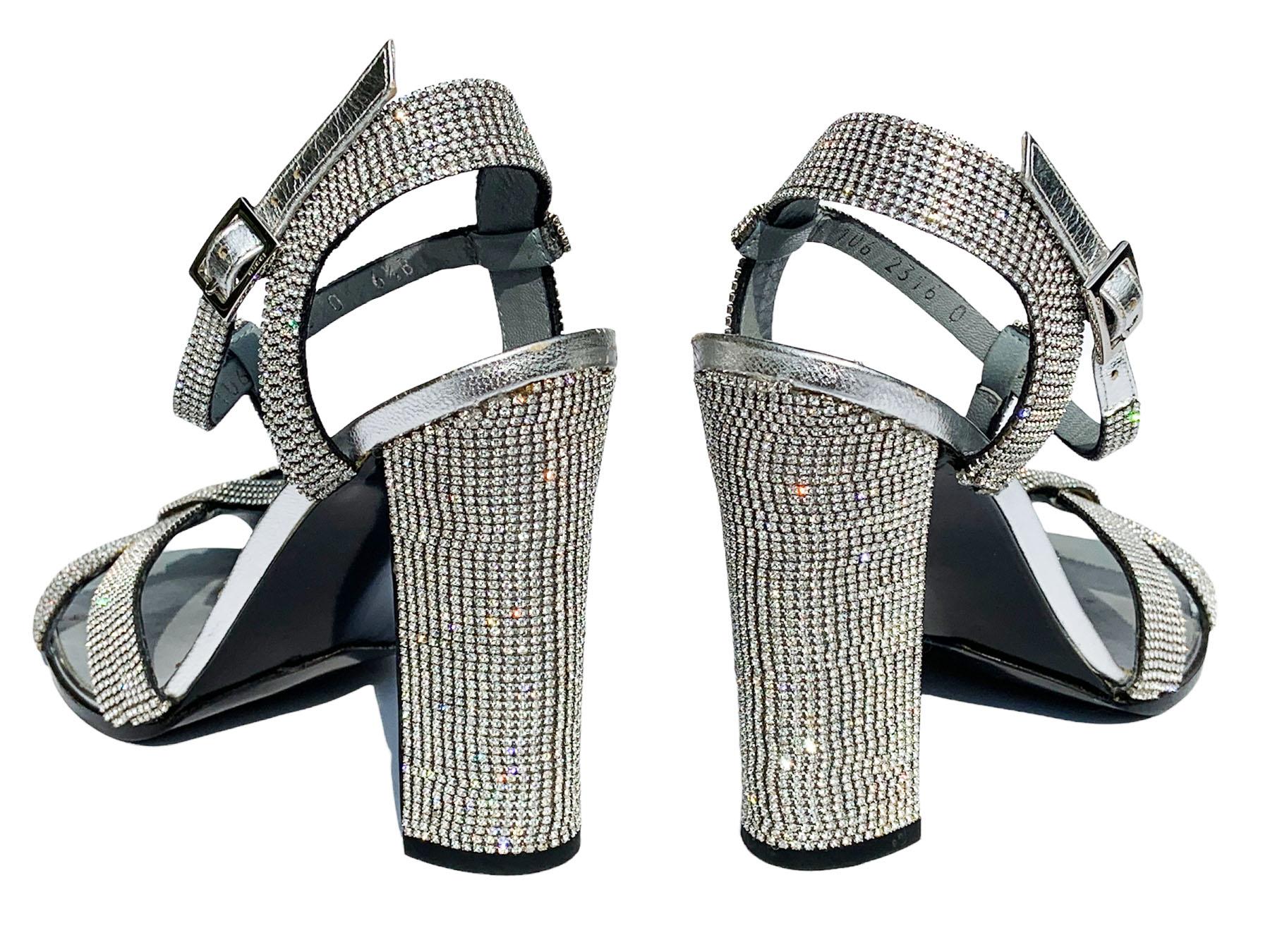 Gray Vintage Tom Ford for Gucci SS 2000 Crystal Embellished Shoes Sandals 36.5 US 6.5 For Sale