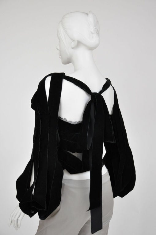 Women's Vintage Tom Ford for Yves Saint Laurent Black Velvet Ribbon Corset, F/W 2002 