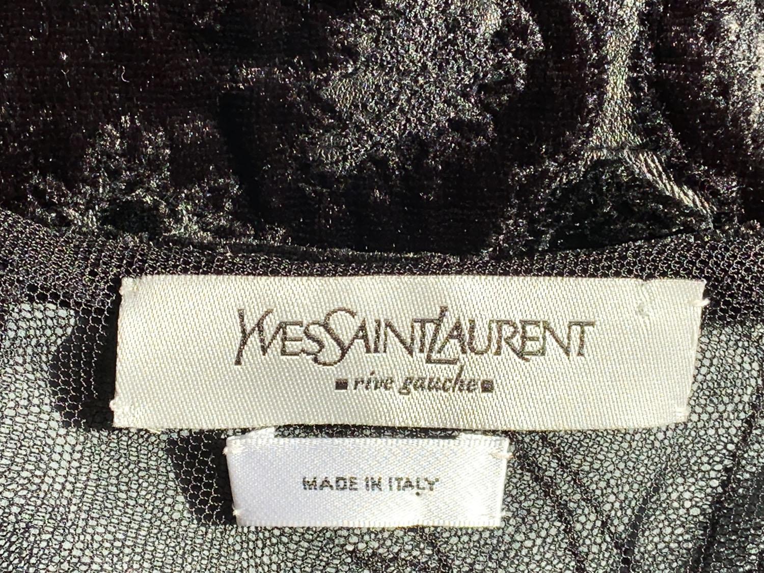 Vintage Tom Ford for Yves Saint Laurent F/W 2002 Black Leather Velvet Dress  S For Sale 4