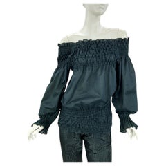 Vintage Tom Ford for Yves Saint Laurent FW 2001 Schwarzes Baumwolltop Bluse Fr 40
