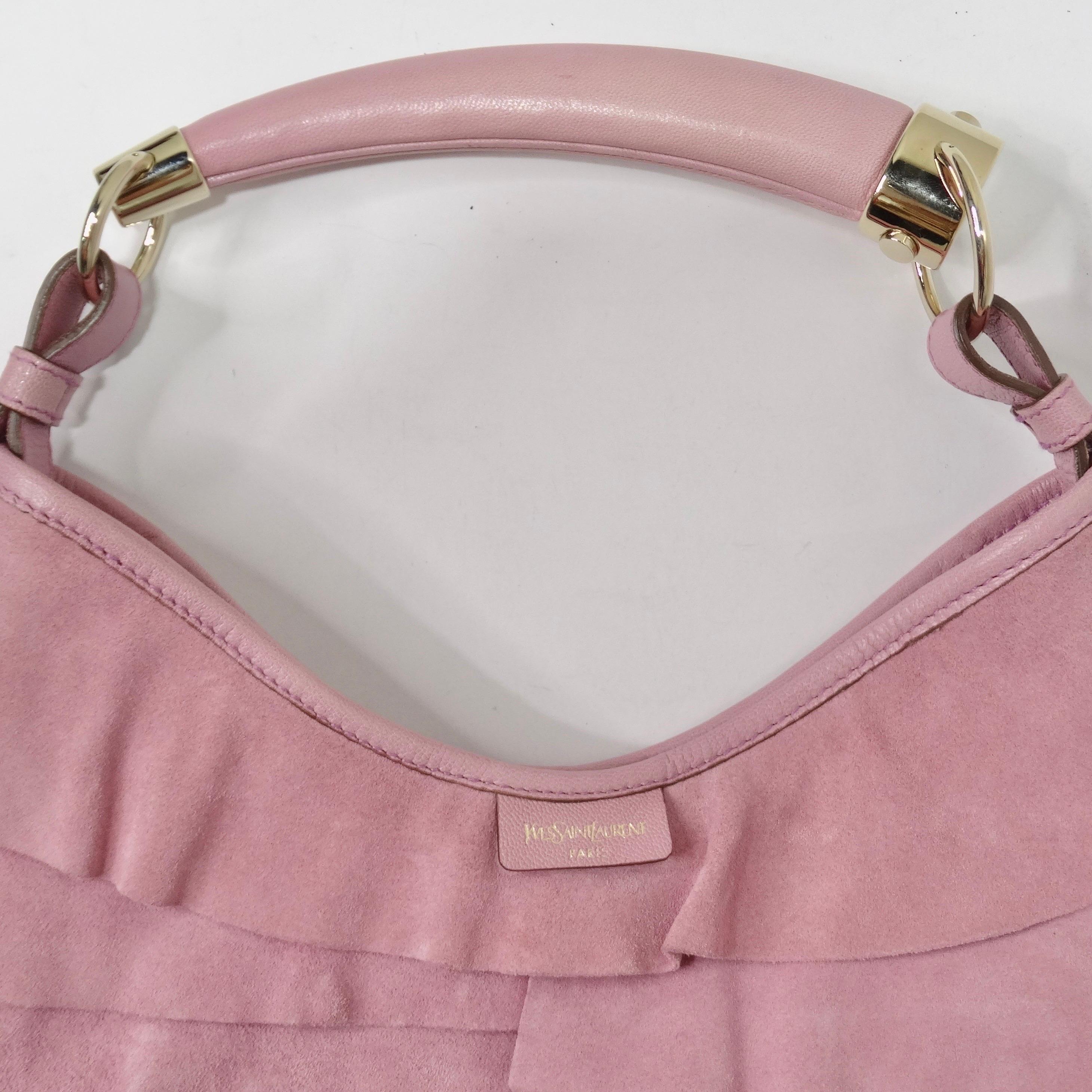Vintage Tom Ford for Yves Saint Laurent Pink Suede Saint Tropez Handbag In Good Condition In Scottsdale, AZ