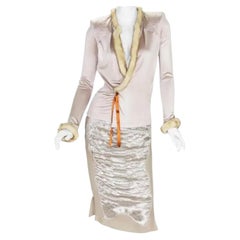 Vintage Tom Ford x Yves Saint Laurent FW 2004 Collection Rock Anzug mit Nerz S