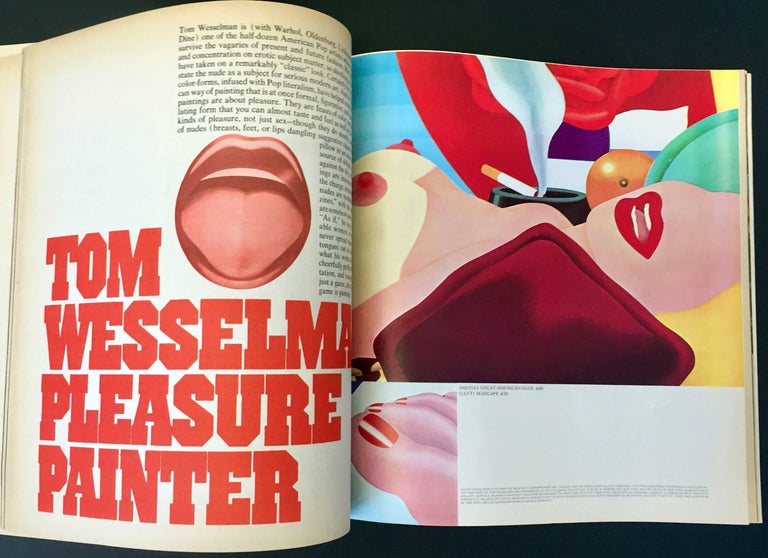 Vintage 1968 issue of Avant-Garde magazine with a superb, highly frame able cover illustration by American pop art icon, Tom Wesselmann. Celebrated within this issue is the artists well-known Big American Nudes and more.

Measure: 10 x 10