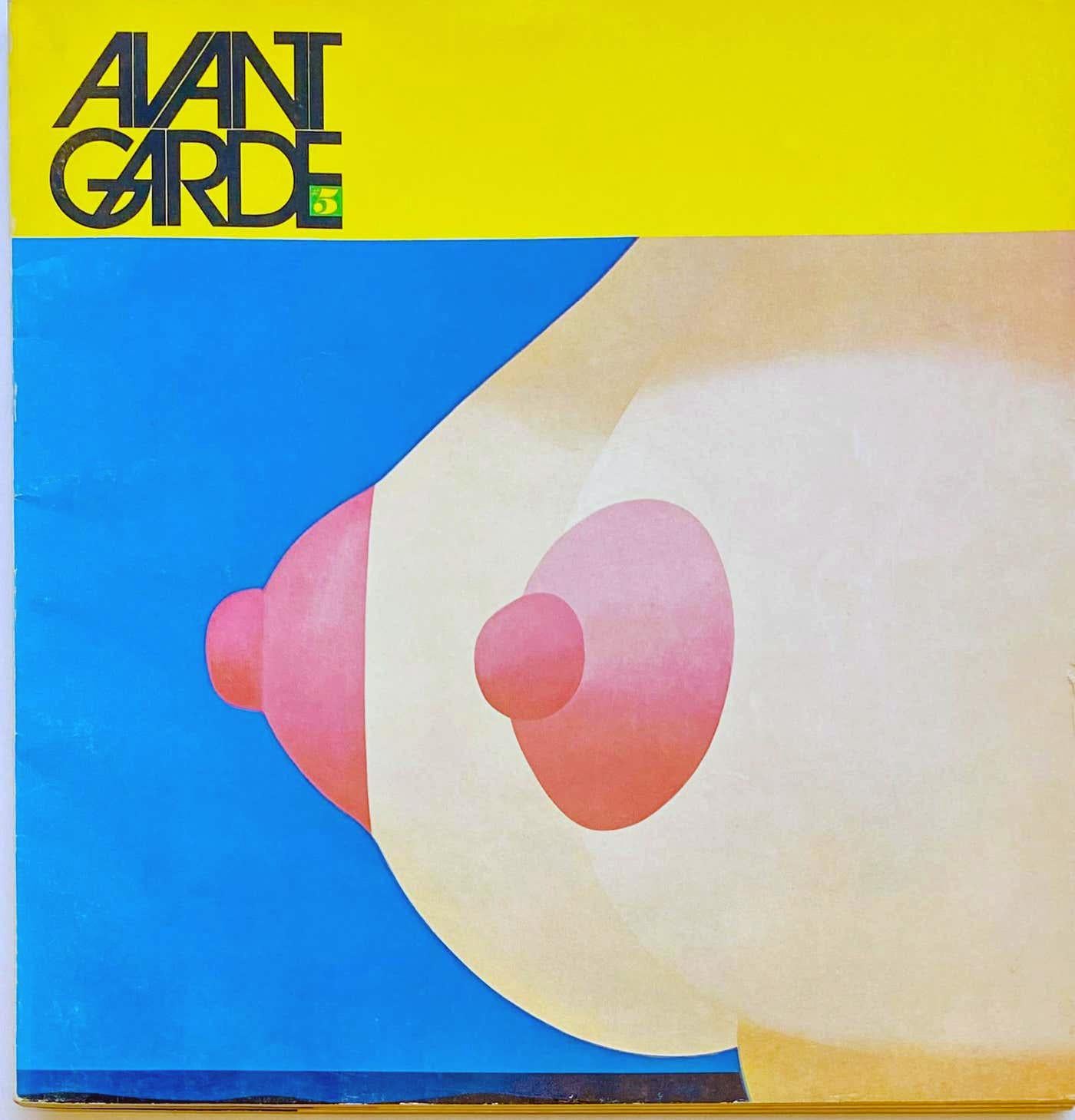 Vintage-Ausgabe des Magazins Avant-Garde von 1968 mit einer großartigen, hochgradig rahmenfähigen Titelillustration der amerikanischen Pop-Art-Ikone Tom Wesselmann. In dieser Ausgabe werden die bekannten Big American Nudes und andere Künstler