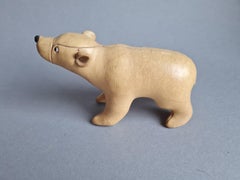 VINTAGE TOMI LEATHER STUFFED POLAR BEAR WITH LABEL VGC 60ies