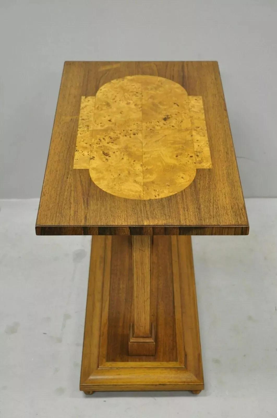 Mesa auxiliar Vintage Tomlinson Burl Walnut Mid Century Modern Art Deco siglo XX en venta