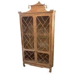 Vintage Tomlinson Pagoda Bells Chinoiserie Hutch Cabinet Chinese Chippendale