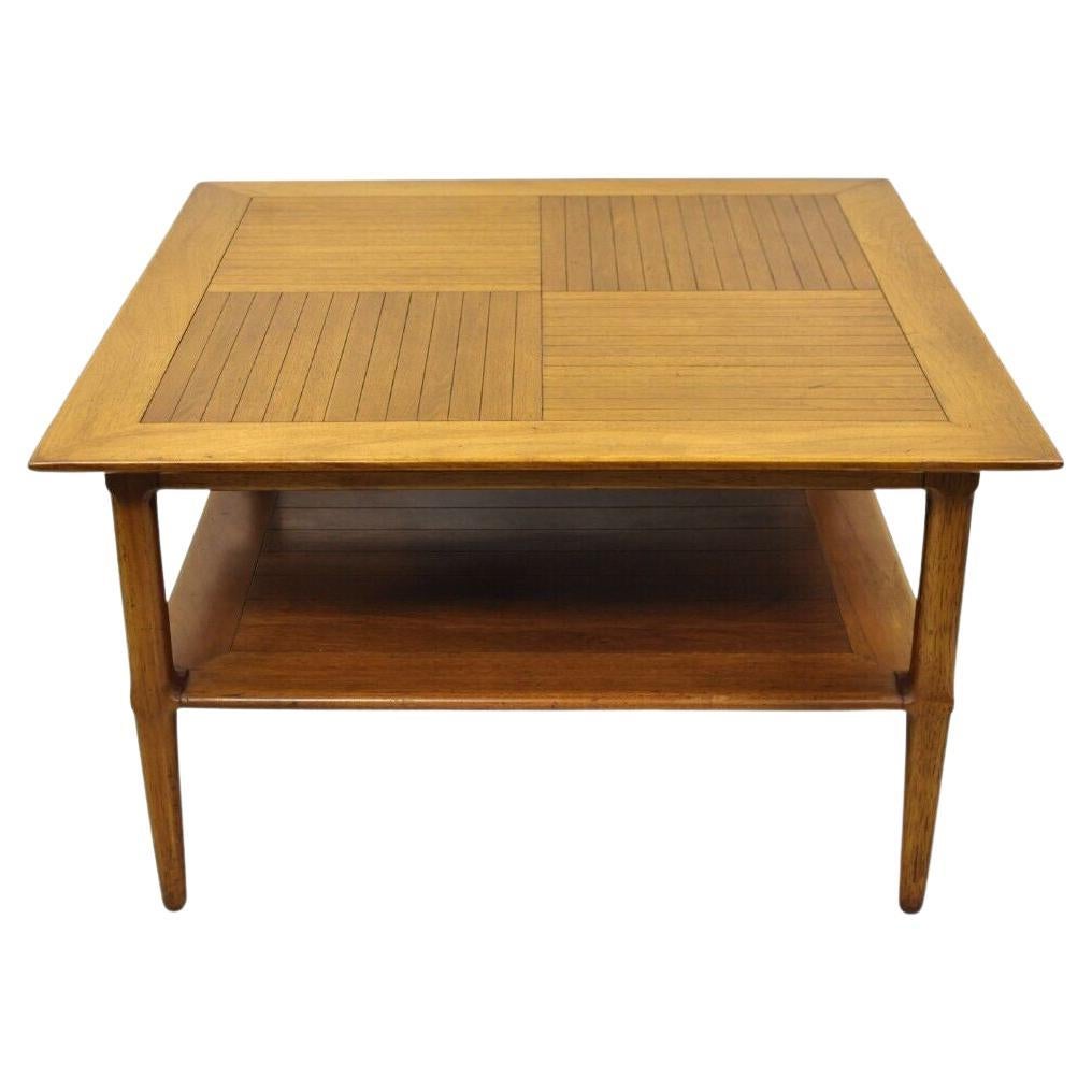 Table d'appoint vintage Tomlinson Square Walnut Mid Century Modern Lamp Side Table en vente