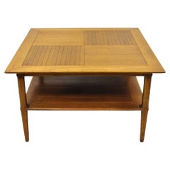 Retro Tomlinson Sophisticate Square Walnut Mid Century Modern Lamp Side Table