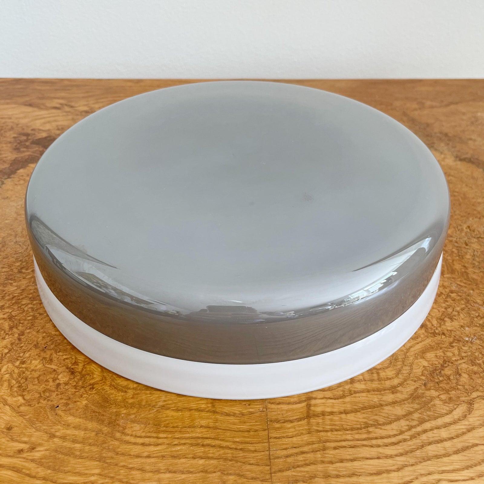 Mid-Century Modern Vintage Tommaso Barbi Murano Covered Bowl Lidded Box in Grey and White