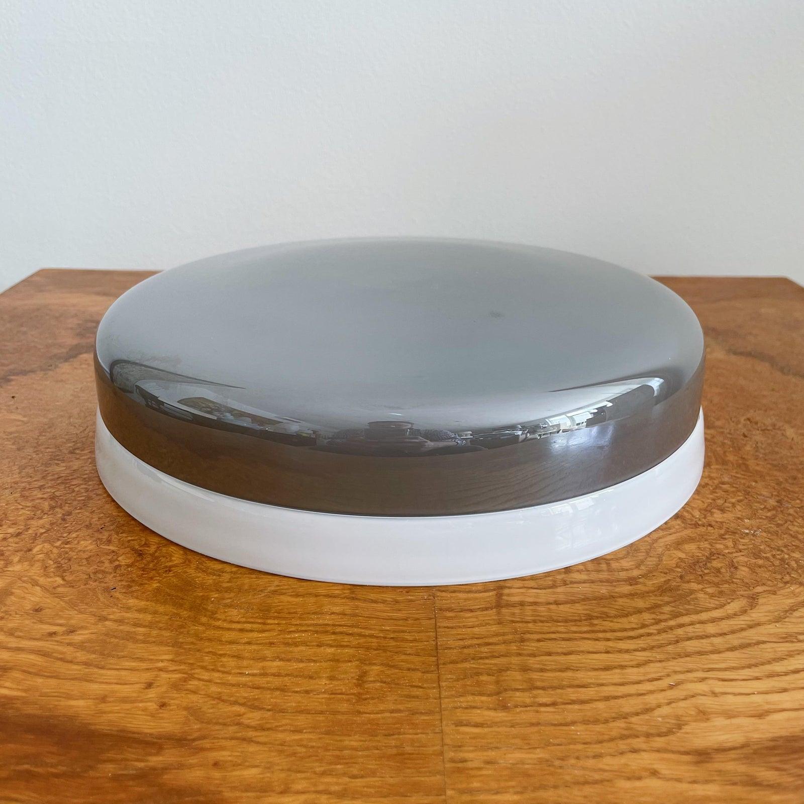20th Century Vintage Tommaso Barbi Murano Covered Bowl Lidded Box in Grey and White