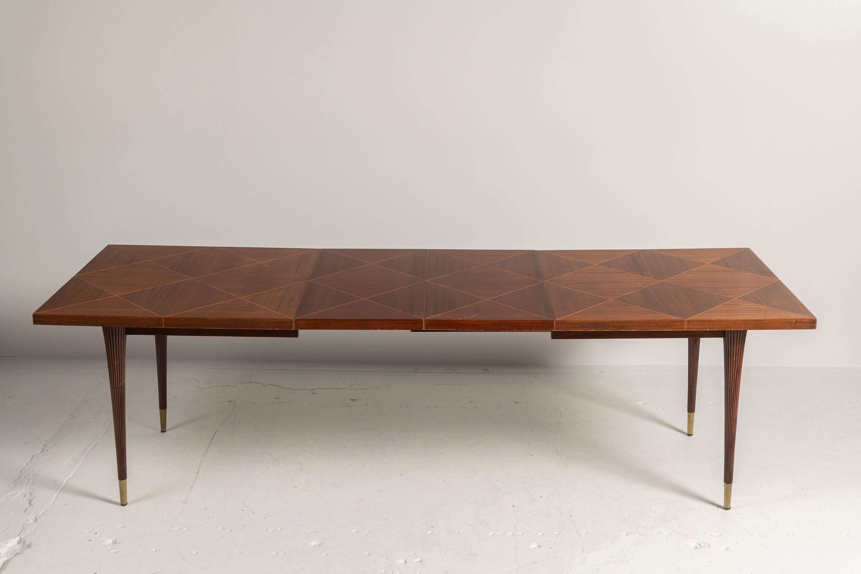 Vintage Tommi Parzinger for Charak Extendable Dining Table, c 1950s In Good Condition For Sale In San Francisco, CA