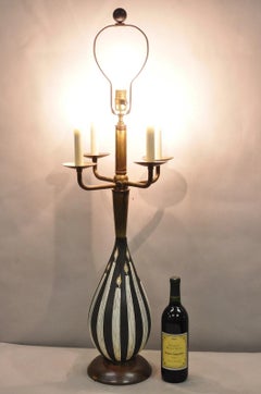 Vintage Tommi Parzinger Style Ceramic Painted "Candles" Brass MCM Table Lamp