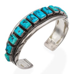 Vintage Tommie Tso Sr. Navajo Sterling Silver Turquoise Cuff Bracelet