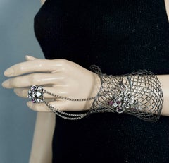 Vintage TON PASCAL Jewelled Baroque Ring and Mesh Cuff Bracelet