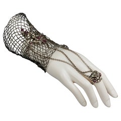Vintage TON PASCAL Jewelled Baroque Ring and Mesh Cuff Bracelet
