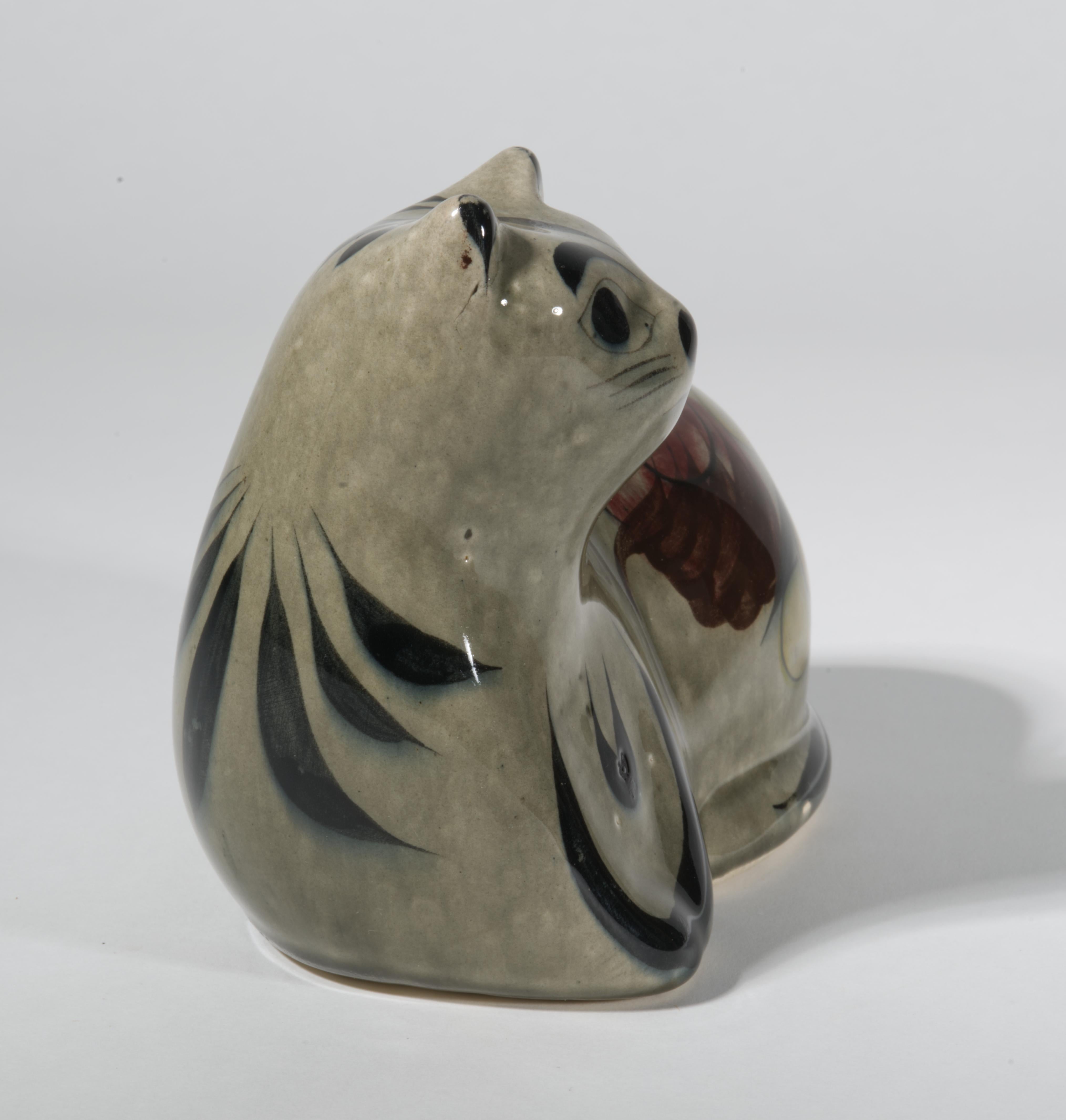 Messicano Vintage Tonala Mexico Pottery Cat, Hand Painted in vendita