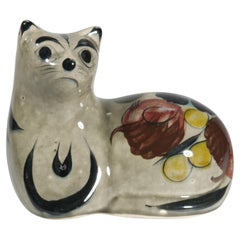Vintage Tonala Mexico Pottery Cat, Hand Painted