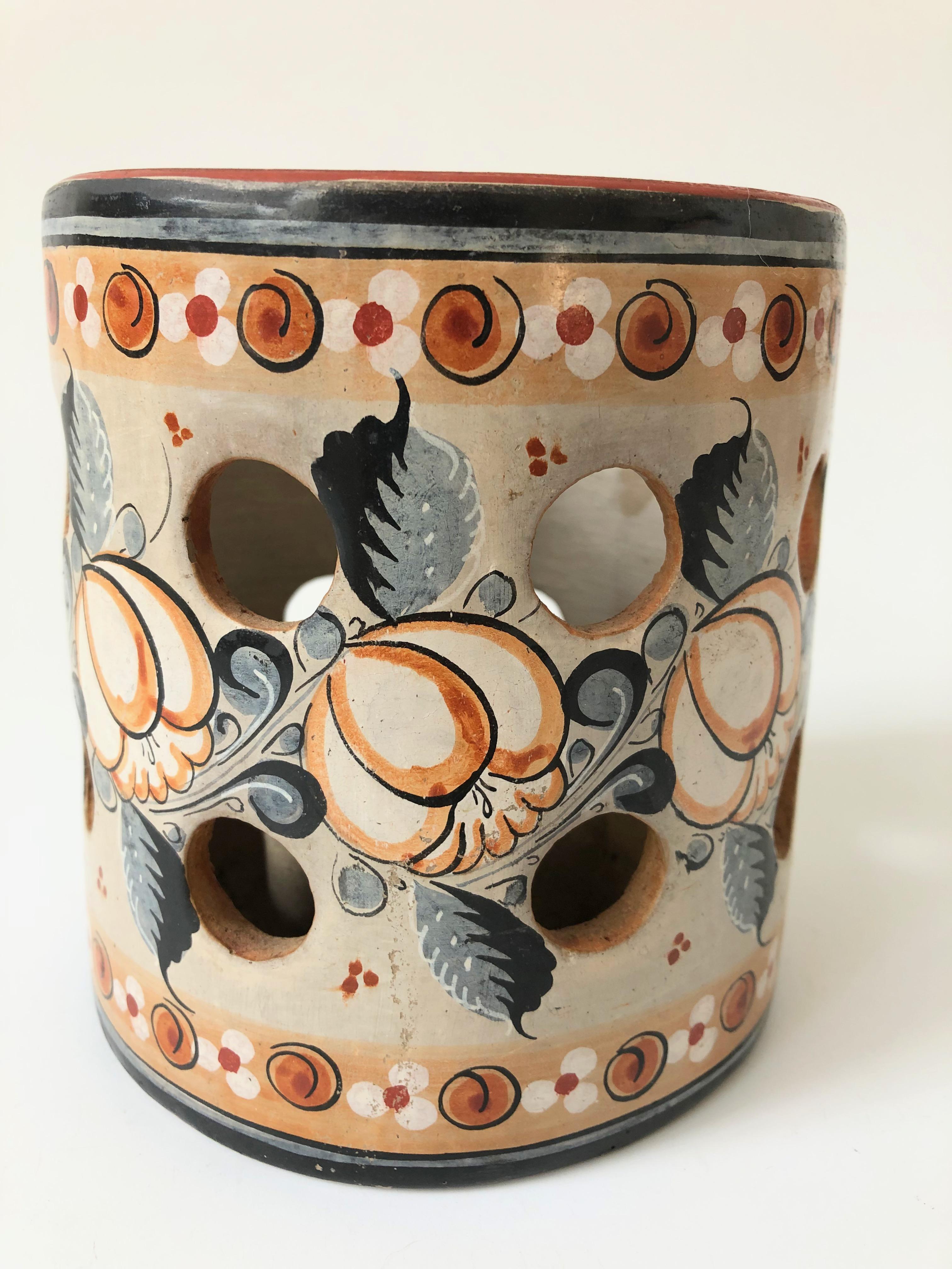 Mexican Vintage Tonala Pottery Candle Holder