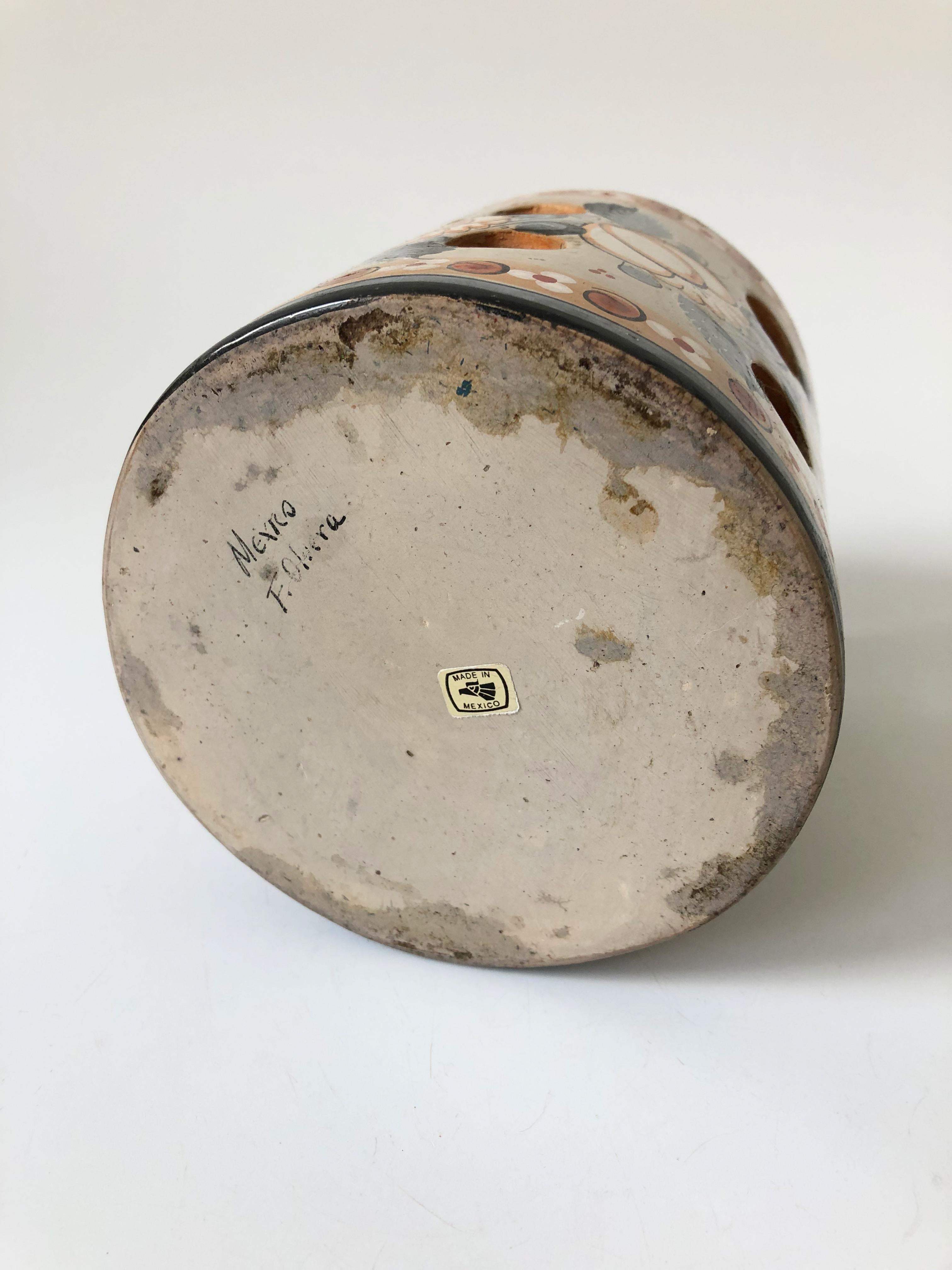 20th Century Vintage Tonala Pottery Candle Holder