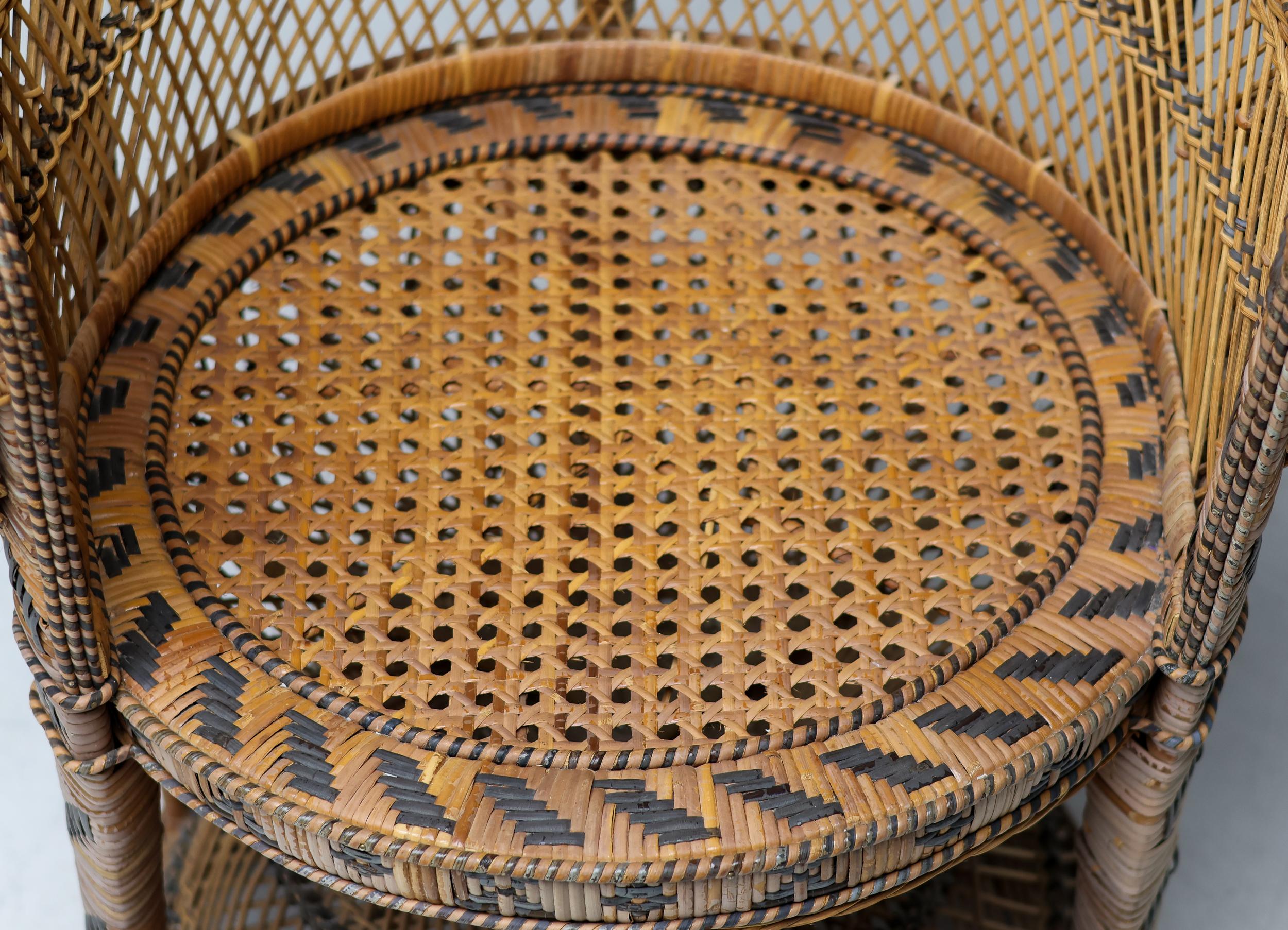 Vintage Tongue-in-Chic Handcrafted Wicker Peacock Chair 