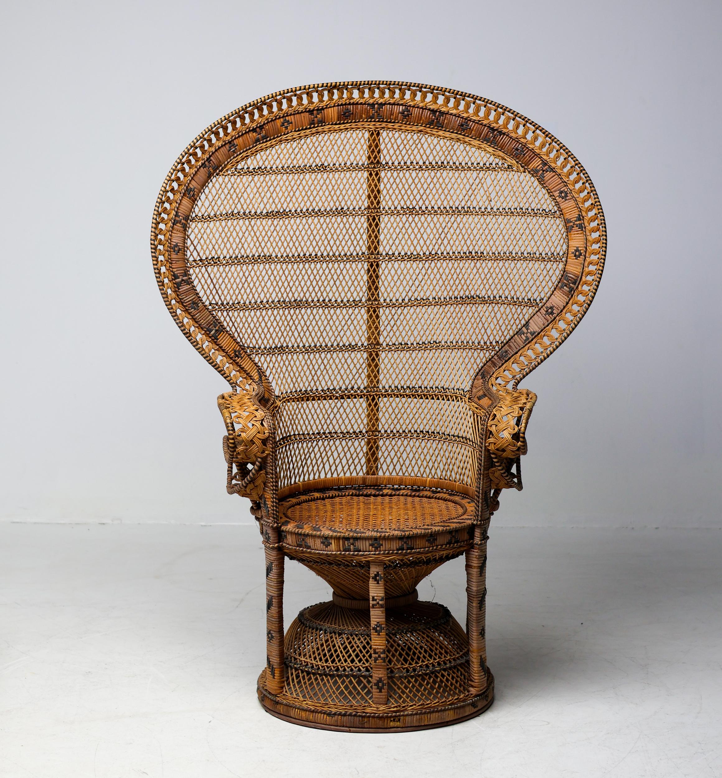Vintage Tongue-in-Chic Handcrafted Wicker Peacock Chair 
