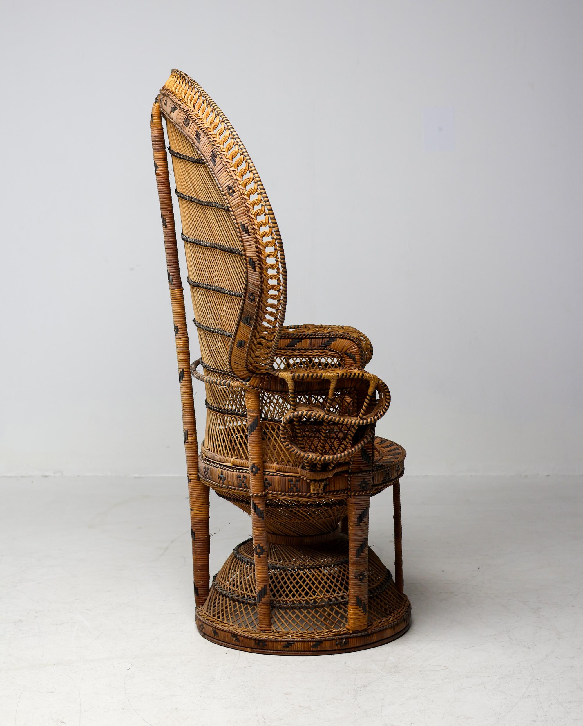 Vintage Tongue-in-Chic Handcrafted Wicker Peacock Chair 