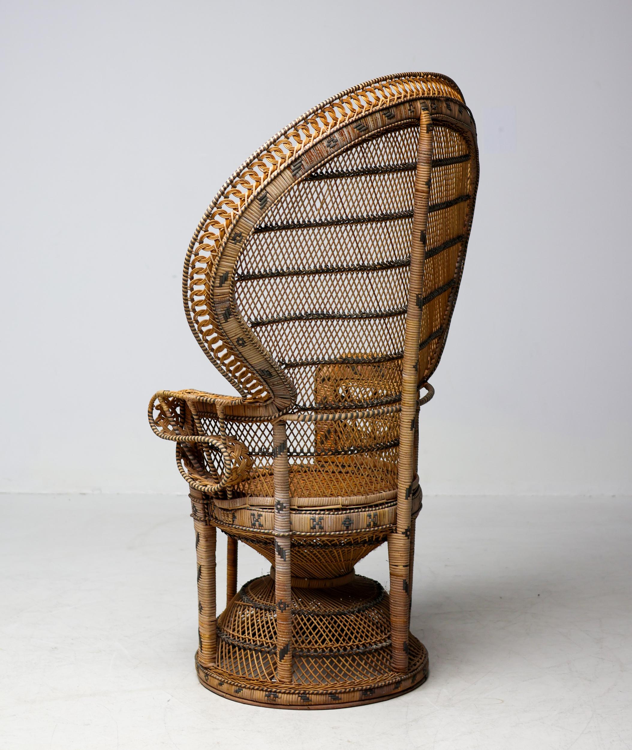 Vintage Tongue-in-Chic Handcrafted Wicker Peacock Chair 