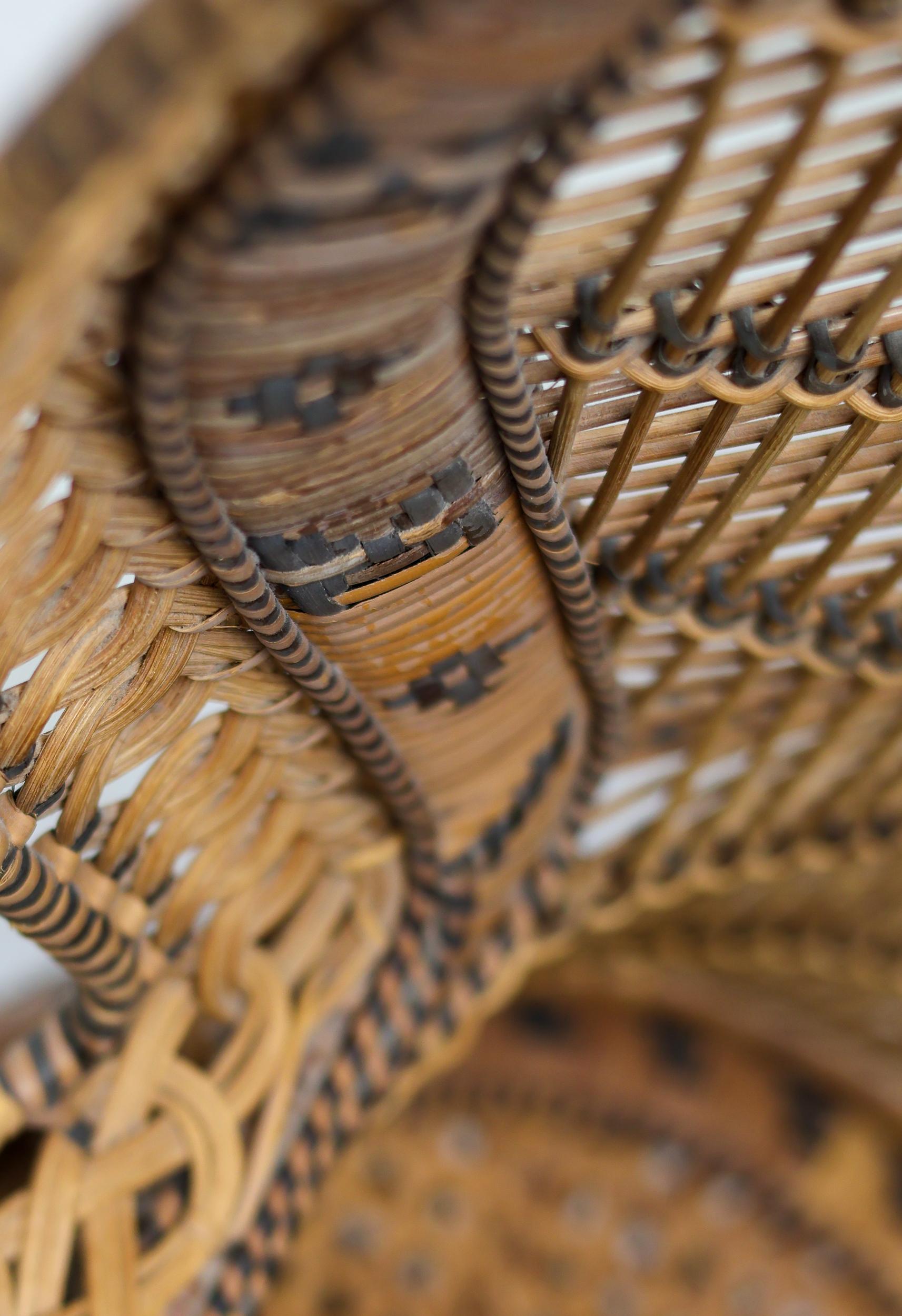 Vintage Tongue-in-Chic Handcrafted Wicker Peacock Chair 