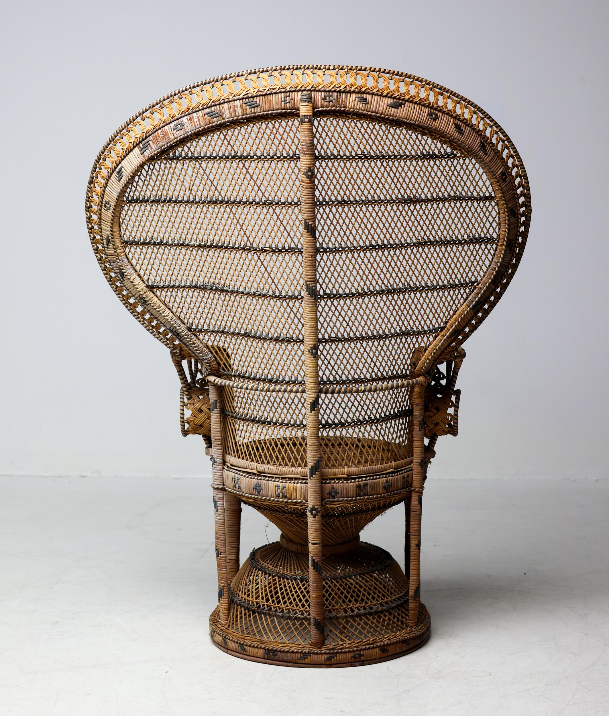 Vintage Tongue-in-Chic Handcrafted Wicker Peacock Chair 