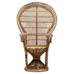 Vintage Tongue-in-Chic Handcrafted Wicker Peacock Chair "Emmanuelle"