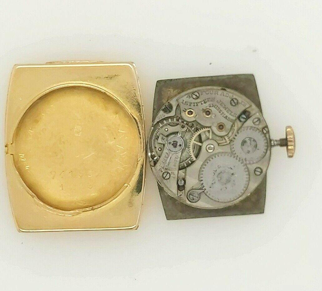 Vintage Tonnaeu Shape Movado Watch in 18ct White & Yellow Gold For Sale 1