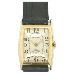 Vintage Tonnaeu Shape Movado Watch in 18ct White & Yellow Gold