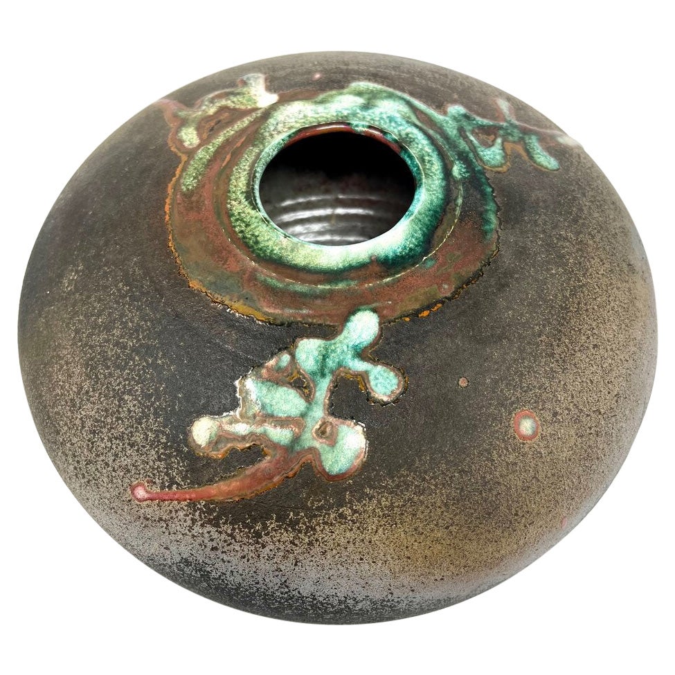 Vintage Tony Evans Raku Studio Pottery Pot with Certificate