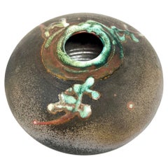 Vintage Tony Evans Raku Studio Pottery Pot with Certificate