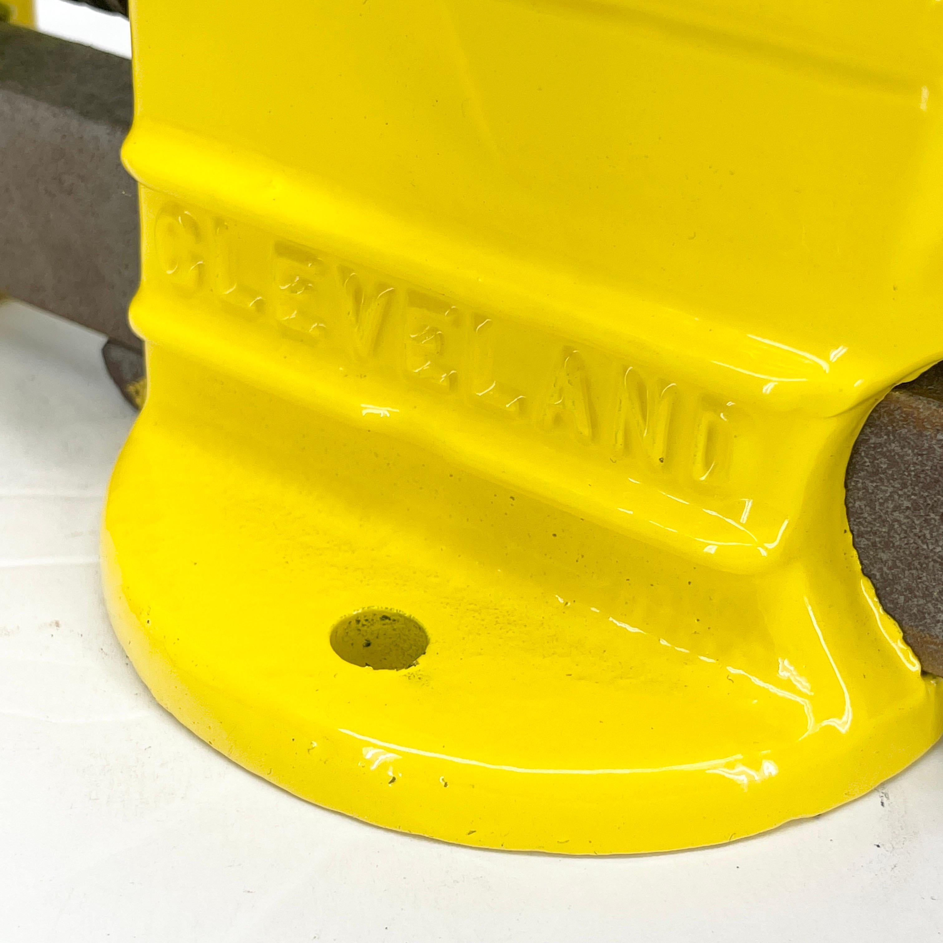 Vintage Tool Vice, Powder Coated Bright Yellow Desk Accessory For Sale 2
