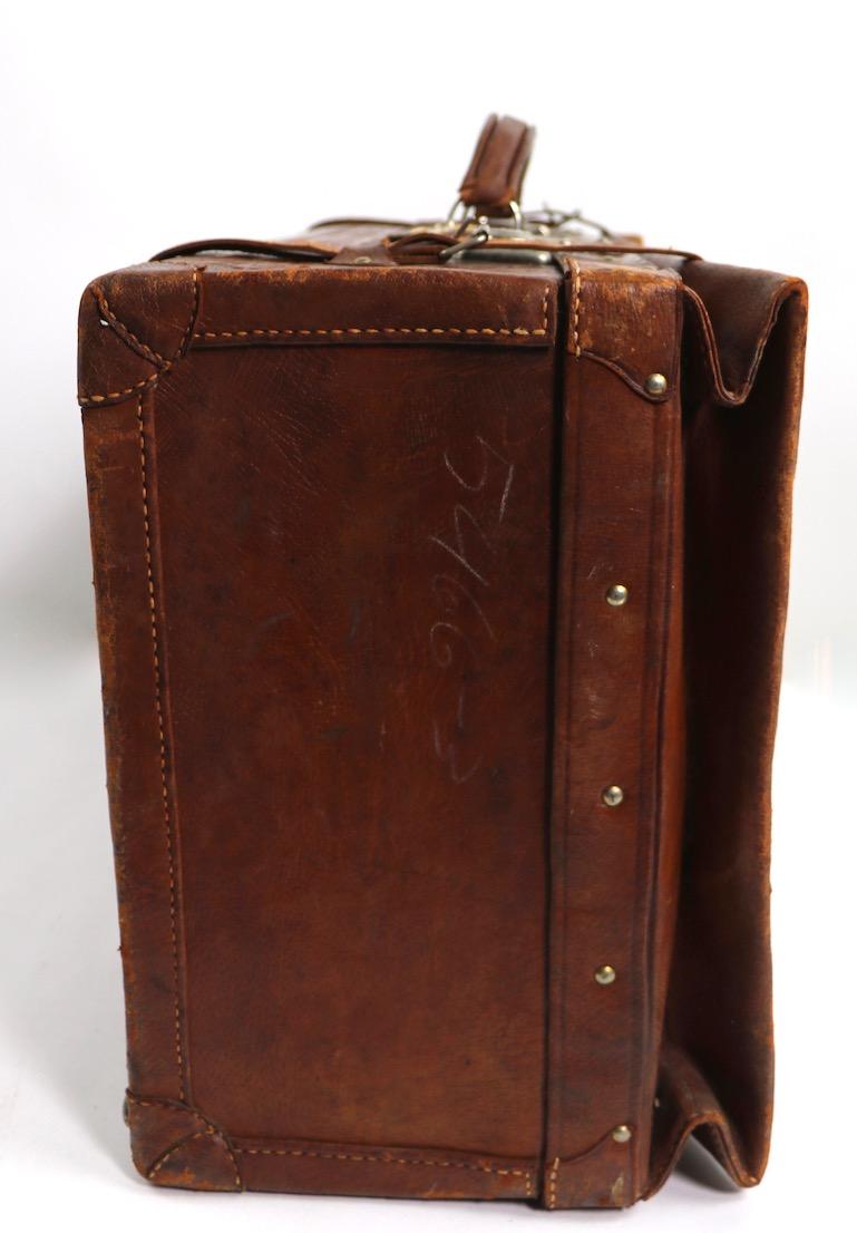 Vintage Tooled Leather Suitcase Made in Mexico 2